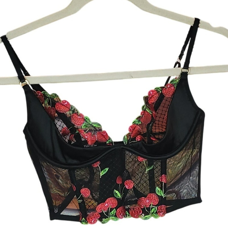 Victoria's Secret Black Cherry Mesh Bralette 34b